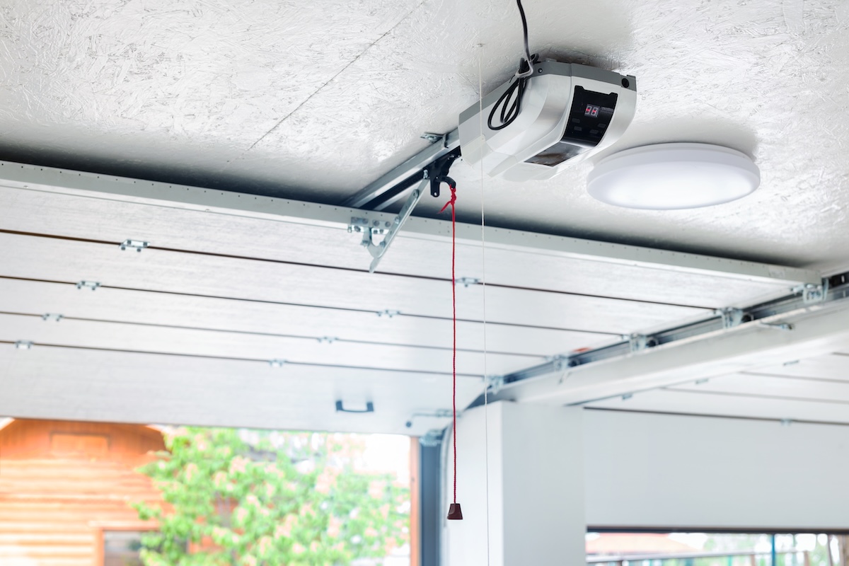 Garage door opener motor close-up